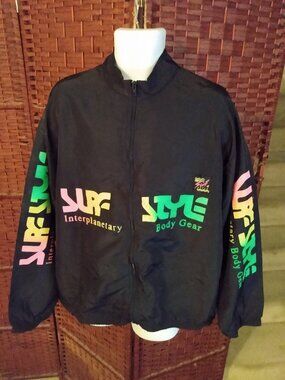 Vintage 90s Surf Style Windbreaker Jacket Adult One Size Full Zip Retro